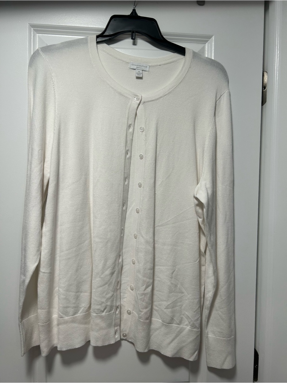 Charter Club Cream Button-Front Knit Cardigan 2x